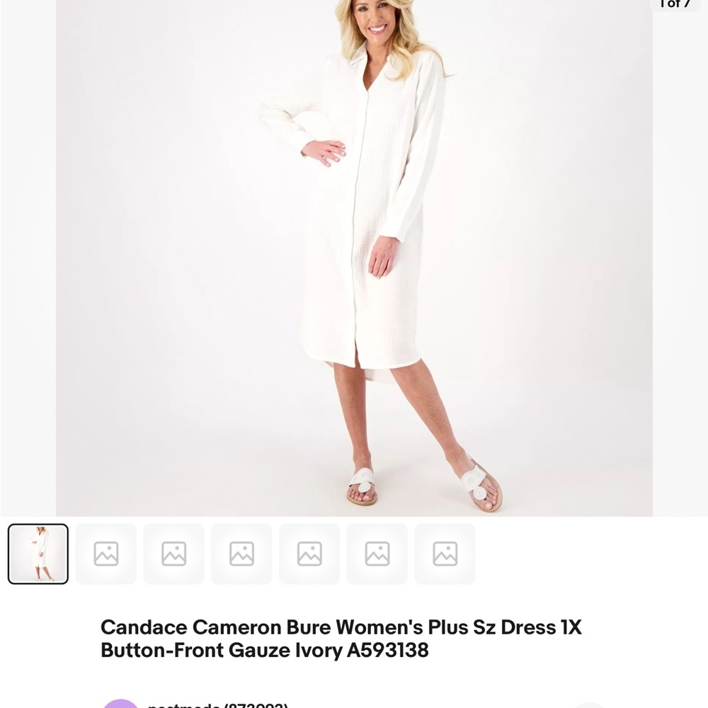 Candace Cameron Bure white gauze shirt dress 1X NWOT